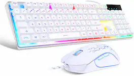 Bundle - Core Tech - 104-Key Wired Membrane Gaming Keyboard and Optical Mouse Combo with RGB Lighting - White