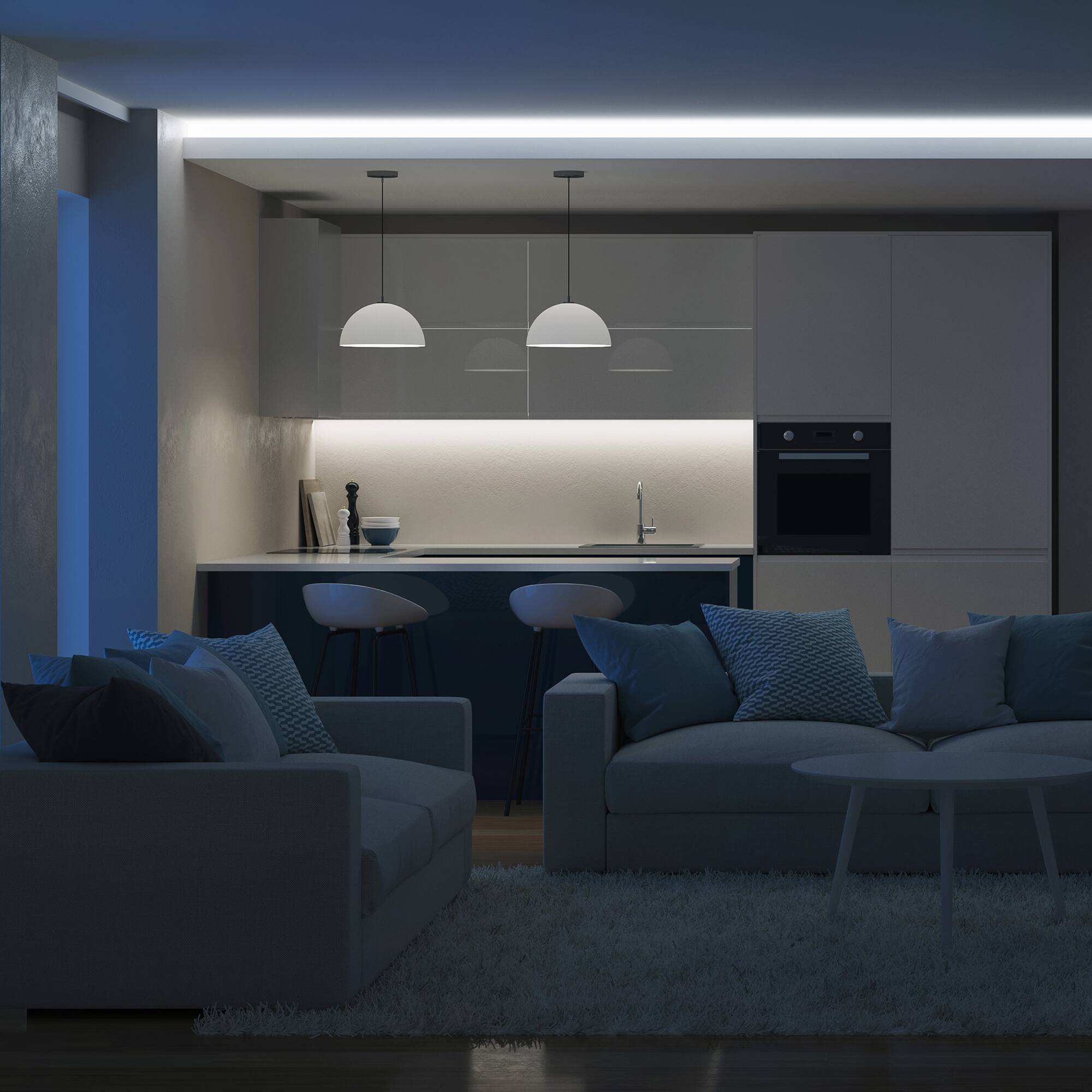 Back. Monster - Indoor 50ft RGB Remote Control Peel-and-Stick Installation LED Light Strip - Multicolor.