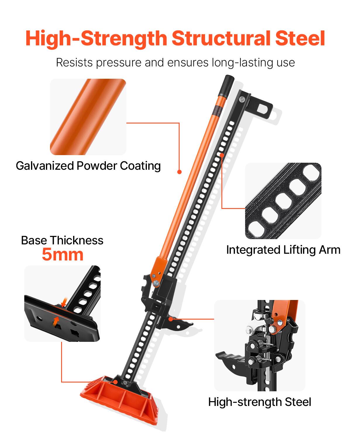 High-Strength Structural Steel  
Resists pressure and ensures long-lasting use  

Galvanized Powder Coating  
Base Thickness 5mm  
Integrated Lifting Arm  
High-strength Steel