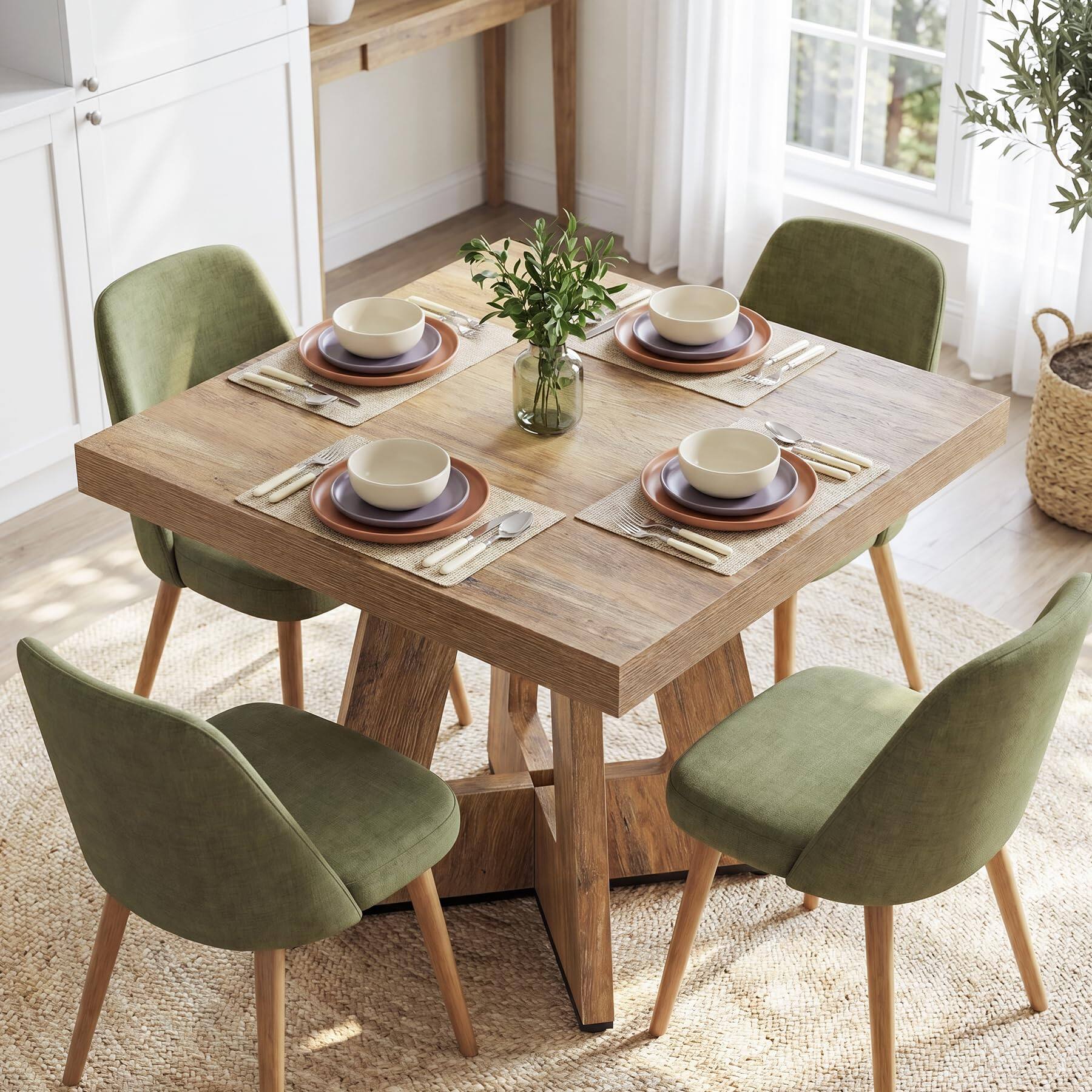 Left. Tribesigns - 31.5-Inch Square Dining Table with Pedestal Base and Spacious Tabletop for Kitchen or Dining Room - Dark Brown.
