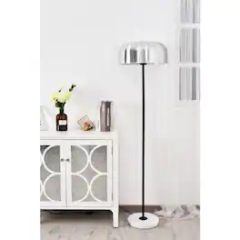 Living District - Exemplar 1 Light Brushed Nickel Floor Lamp - Brushed Nickel And Black And White