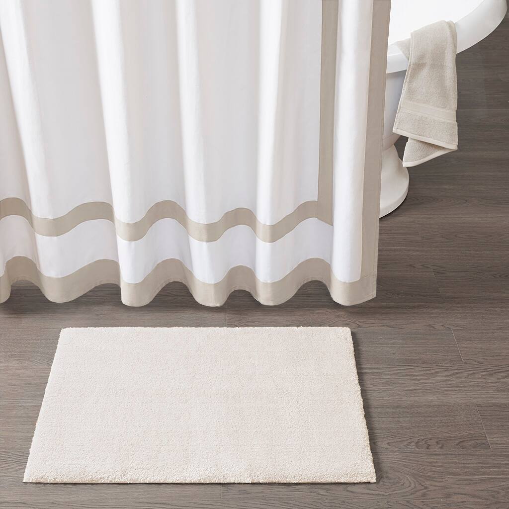 Front. APRILSOUL - Spa Marshmallow Bath Rug Quick Dry Microfiber Oeko Tex Certified - Ivory.