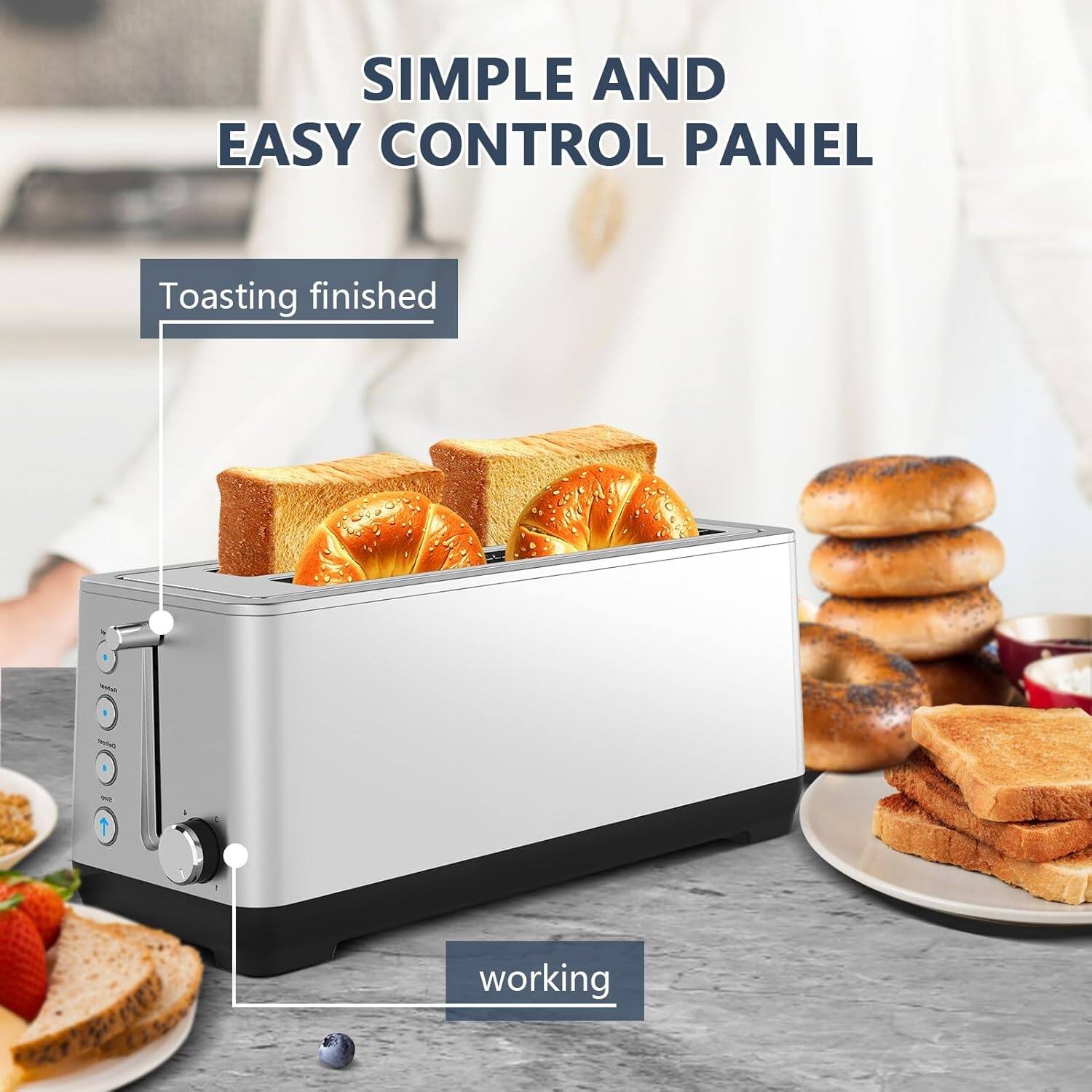 SIMPLE AND EASY CONTROL PANEL

Toasting finished

working