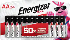 Front. Energizer - MAX AA Batteries (24 Pack), Double A Alkaline Batteries - Silver.