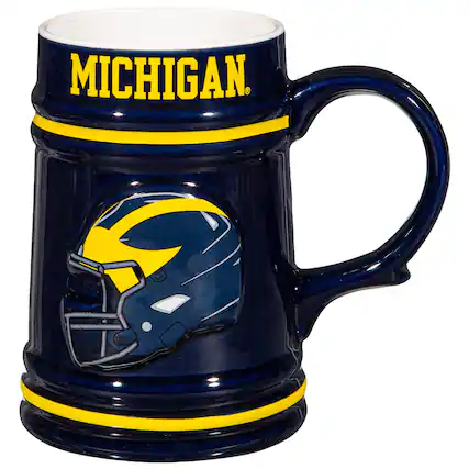 Front. Evergreen Enterprises - Michigan Wolverines 24oz. Ceramic Stein Cup with Gift Box - Multicolor.
