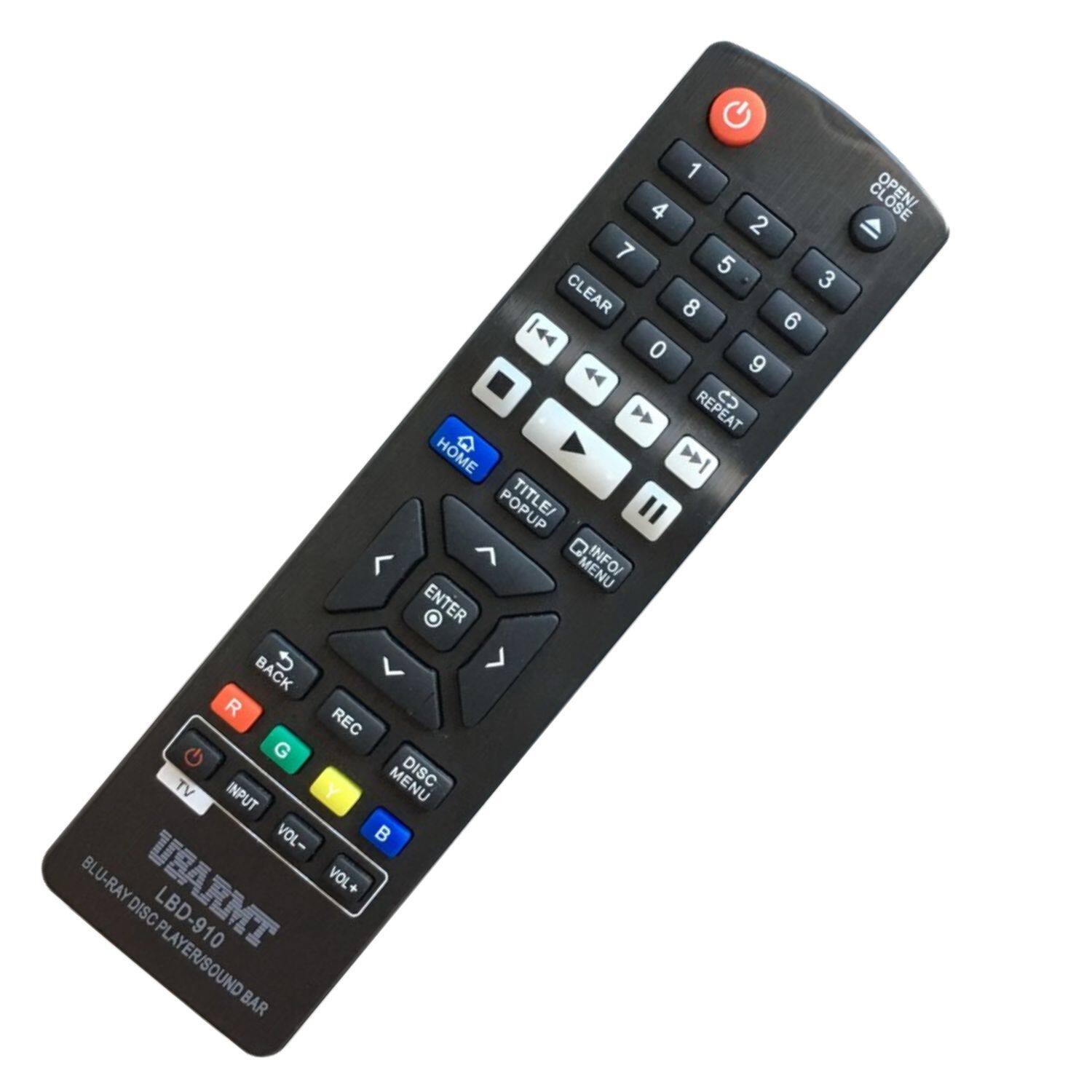 1 2 3 4 5 6 7 8 9 0 CLEAR REPEAT INFO MENU HOME TITLE POPUP ENTER BACK R REC G TV DISC MENU INPUT VOL- VOL+ BLU-RAY DISC PLAYER/SOUND BAR OPEN CLOSE LBD-910