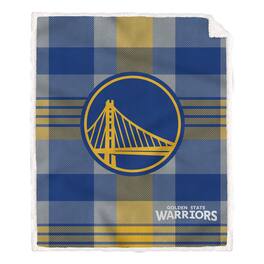Pegasus - Golden State Warriors 60- x 70- Plaid Steel Ultra Cozy Sherpa Blanket - Multicolor