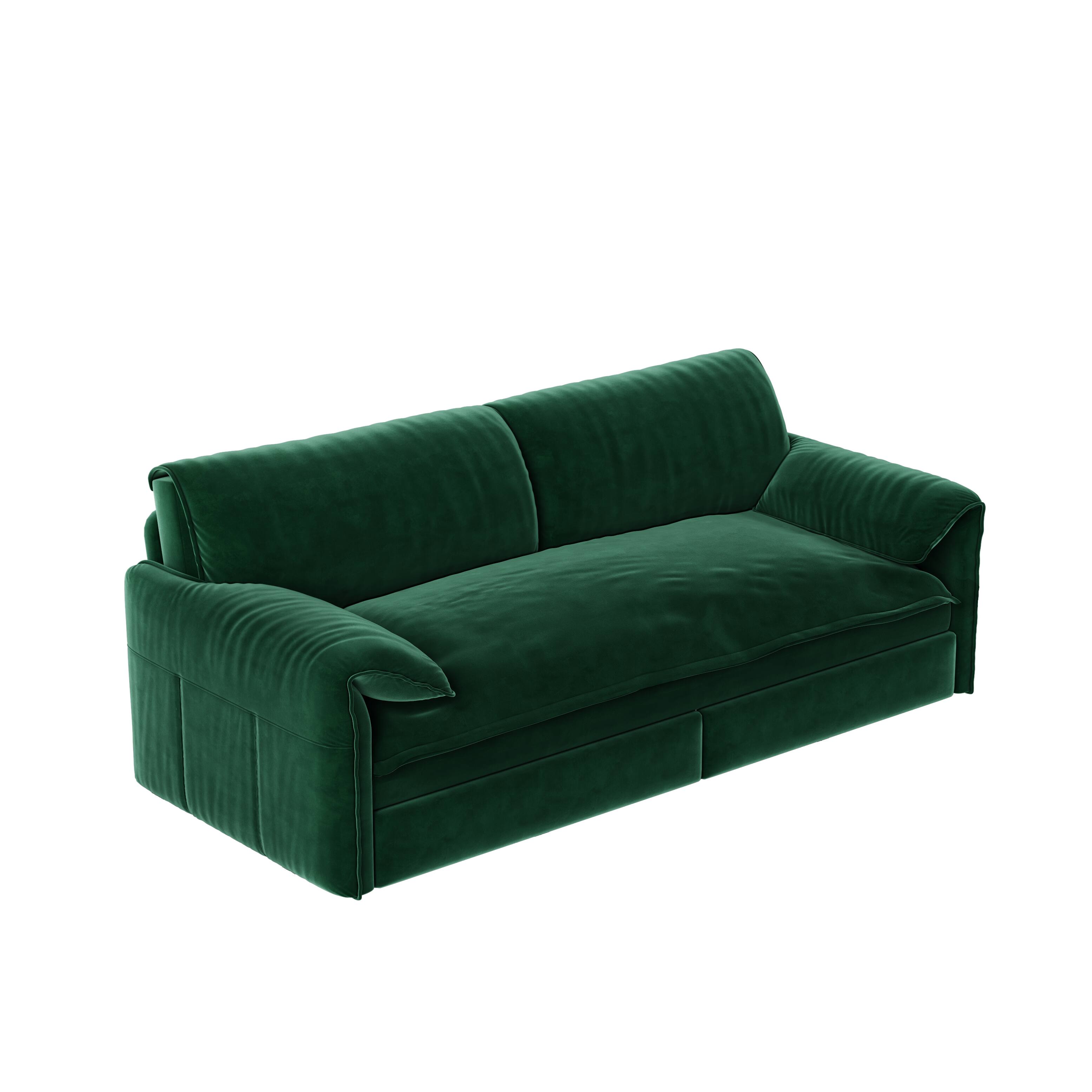 Alt View 7. Tiramisubest - Queen Pull Out Sofa Bed,3-in-1 Convertible Sleeper Sofa with Side Storage,Velvet Loveseat for Living Room,Office,Green - Green.