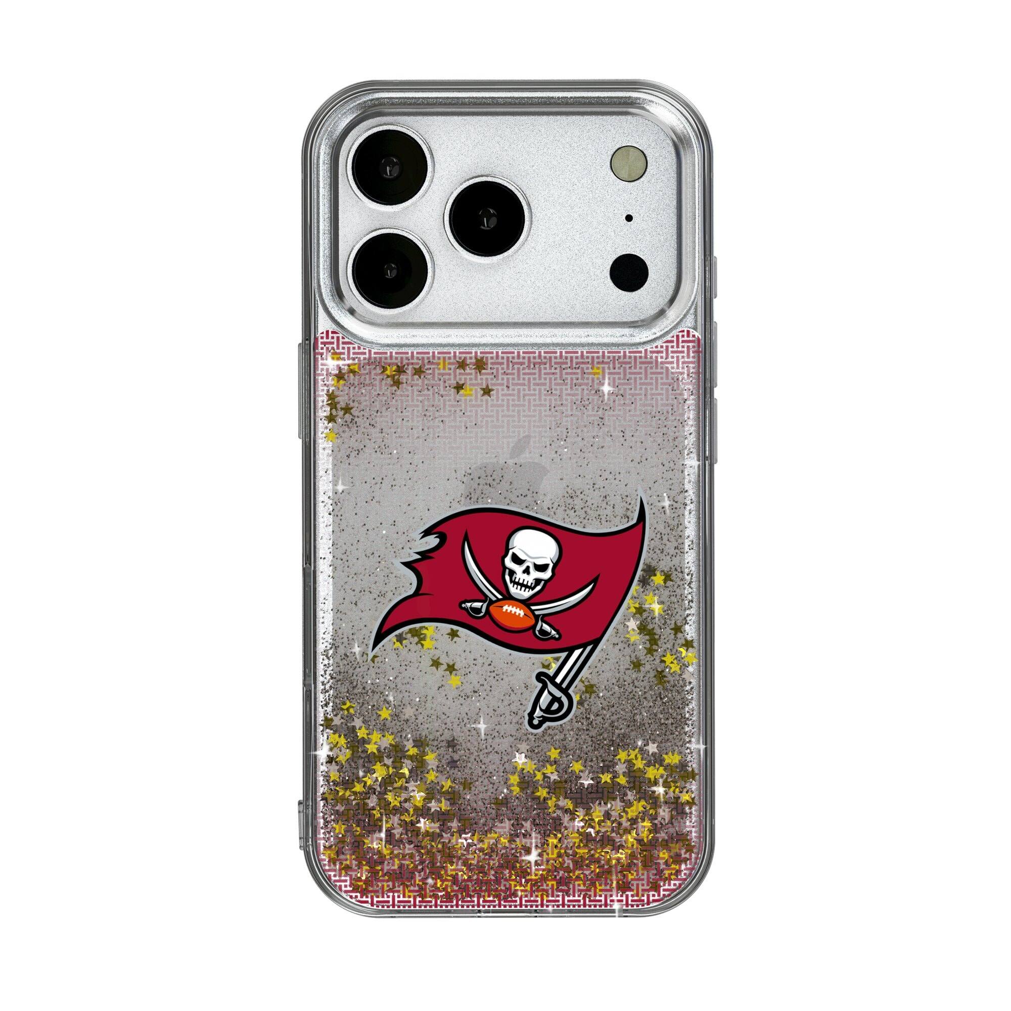 Front. Keyscaper - Tampa Bay Buccaneers Linen Logo iPhone Glitter Case - 13 Pro Max - Multicolor.