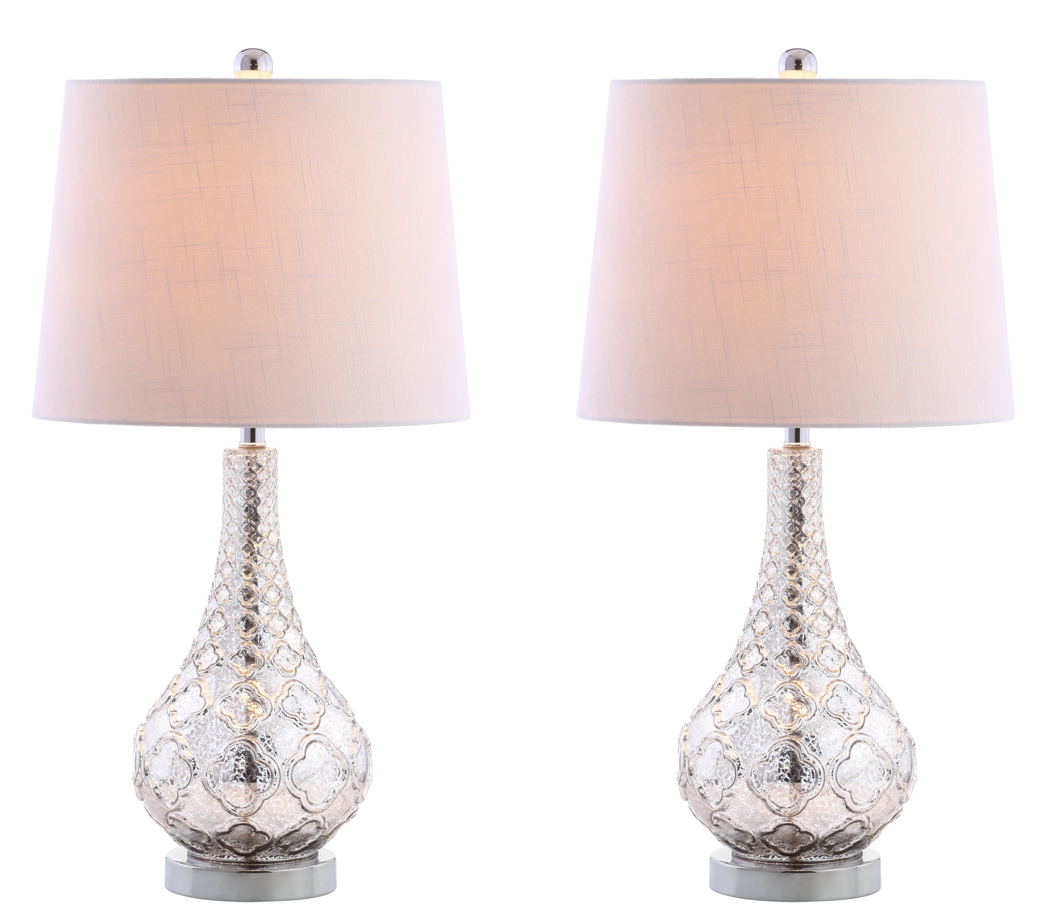 Jonathan Y - Darren 25.5" Glass LED Table Lamp, (Set of 2) - Mercury Silver