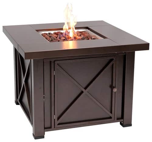 Front Standard. Fire Sense - X Design LPG Fire Pit - Hammered Bronze.