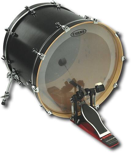 Angle Standard. Evans - EQ4 22" Bass Batter Drum Head - Clear.