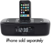 Front Standard. Memorex - Dual Alarm Clock Radio with Built-In Apple® iPod®/iPhone Dock - Black.