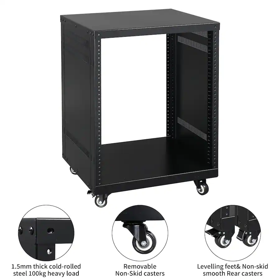 Casters For Server Racks Winado AV Rack Recording Studio Racks with Removable Side Panels ...