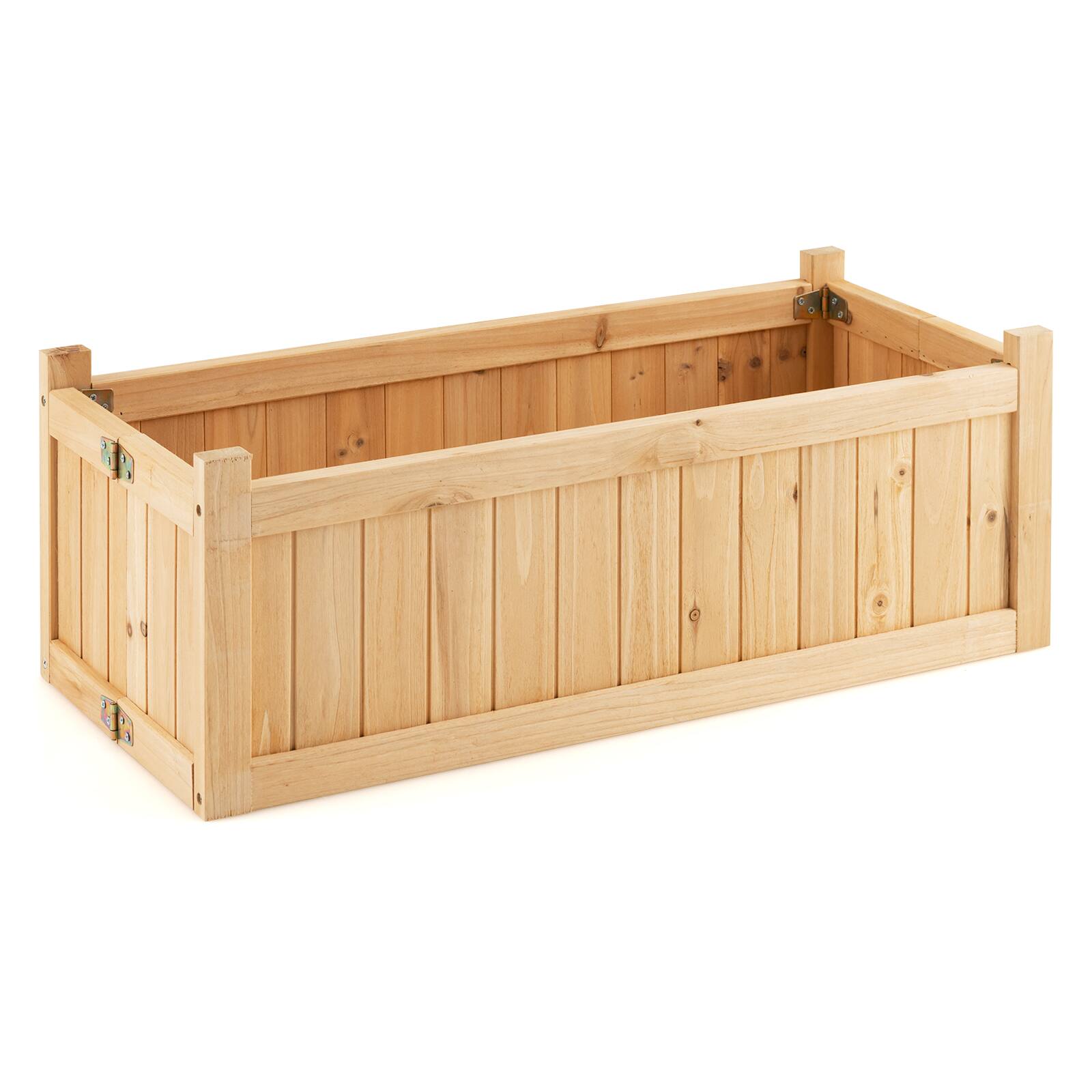 Ecooso - Folding Wooden Raised Garden Bed with Removable Bottom Panel