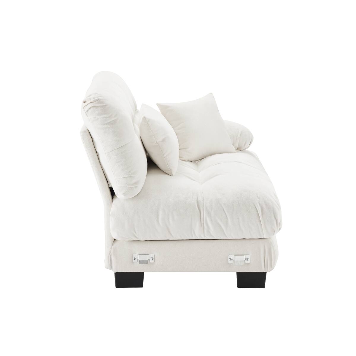 Left. Ropilly - Ropilly White Chenille Sofa Single Seat Armless Modular Accent Sofa with Pillows - White.