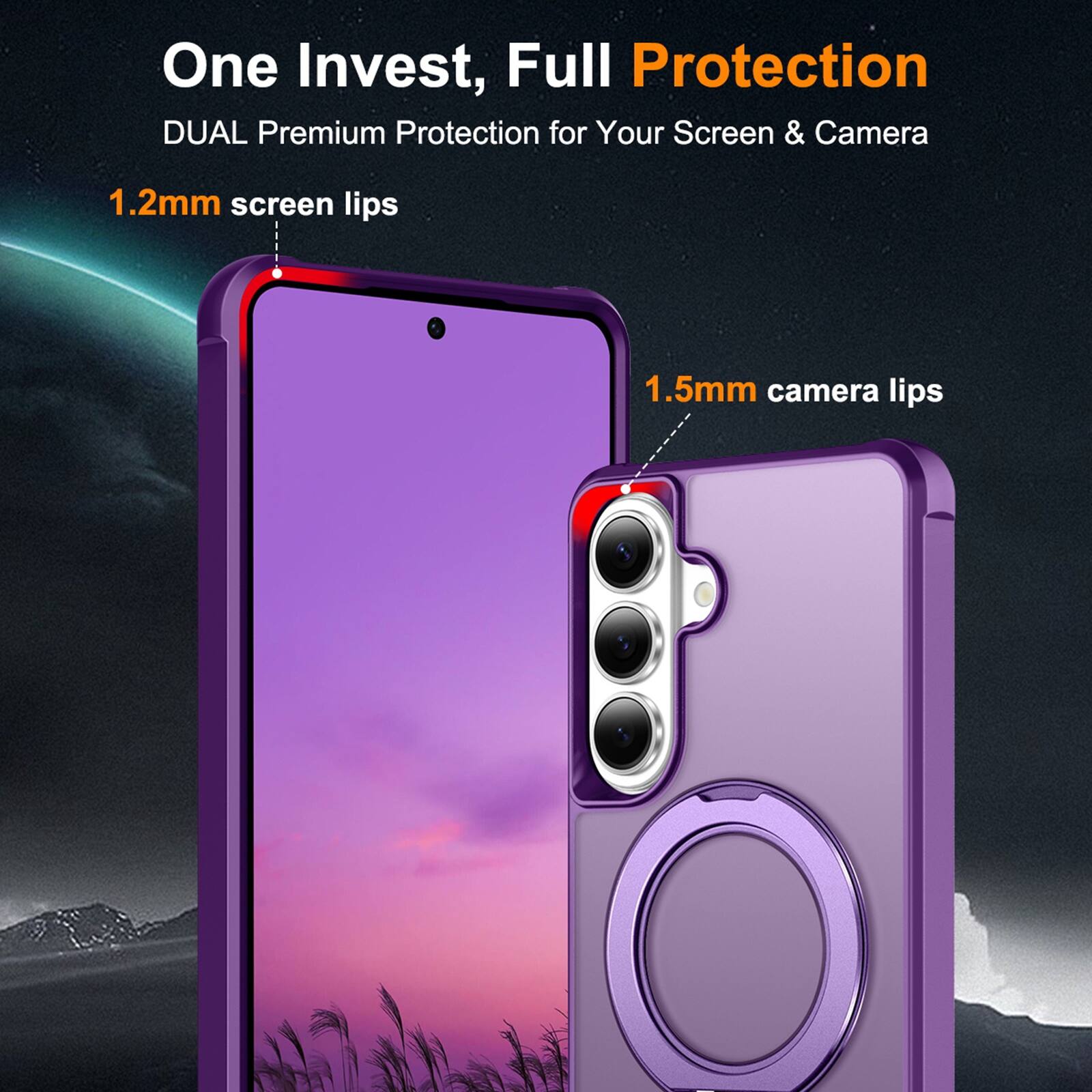 One Invest, Full Protection  
DUAL Premium Protection for Your Screen & Camera  
1.2mm screen lips  
1.5mm camera lips