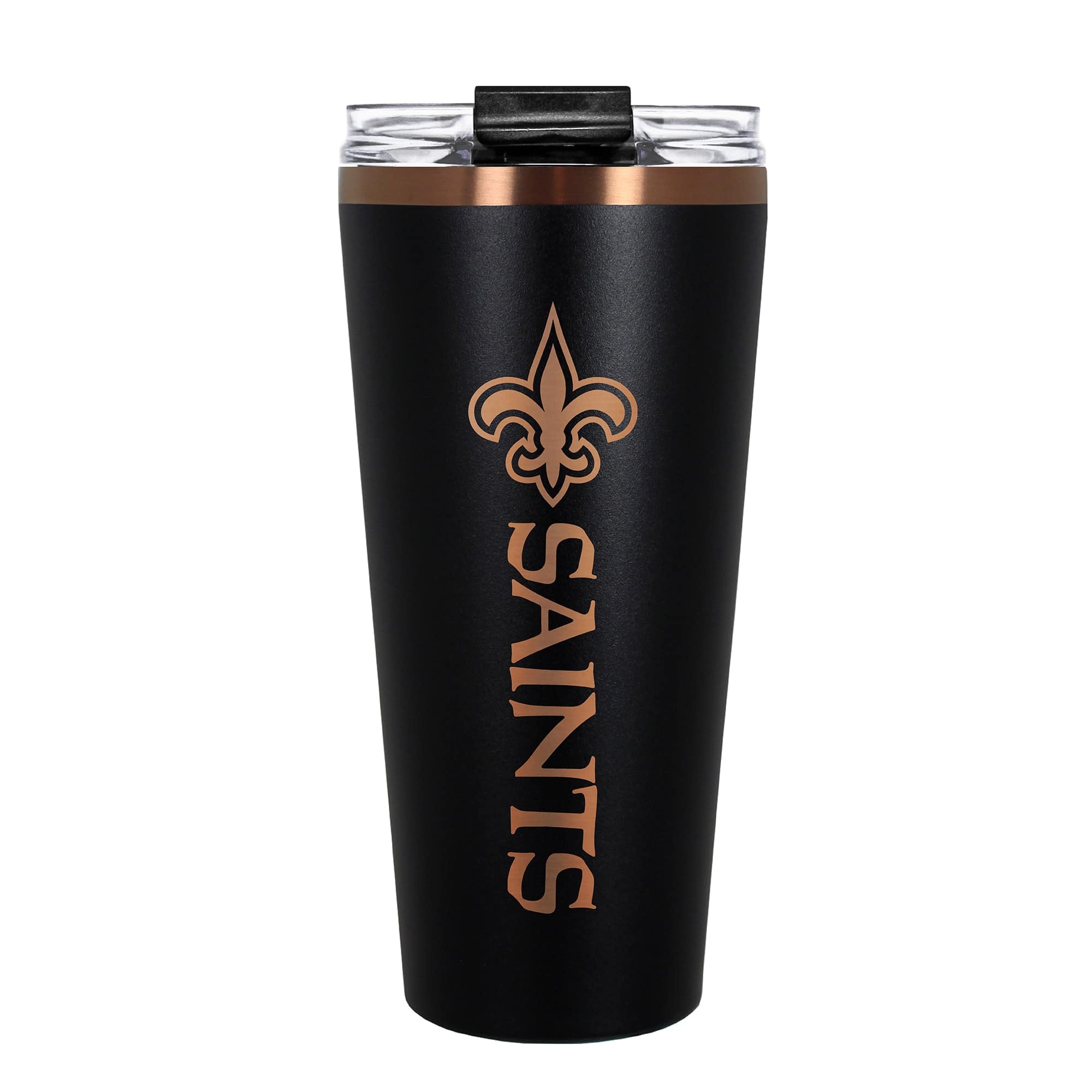 Front. Great American Products - New Orleans Saints 30oz. Big Slim Tumbler - Black.