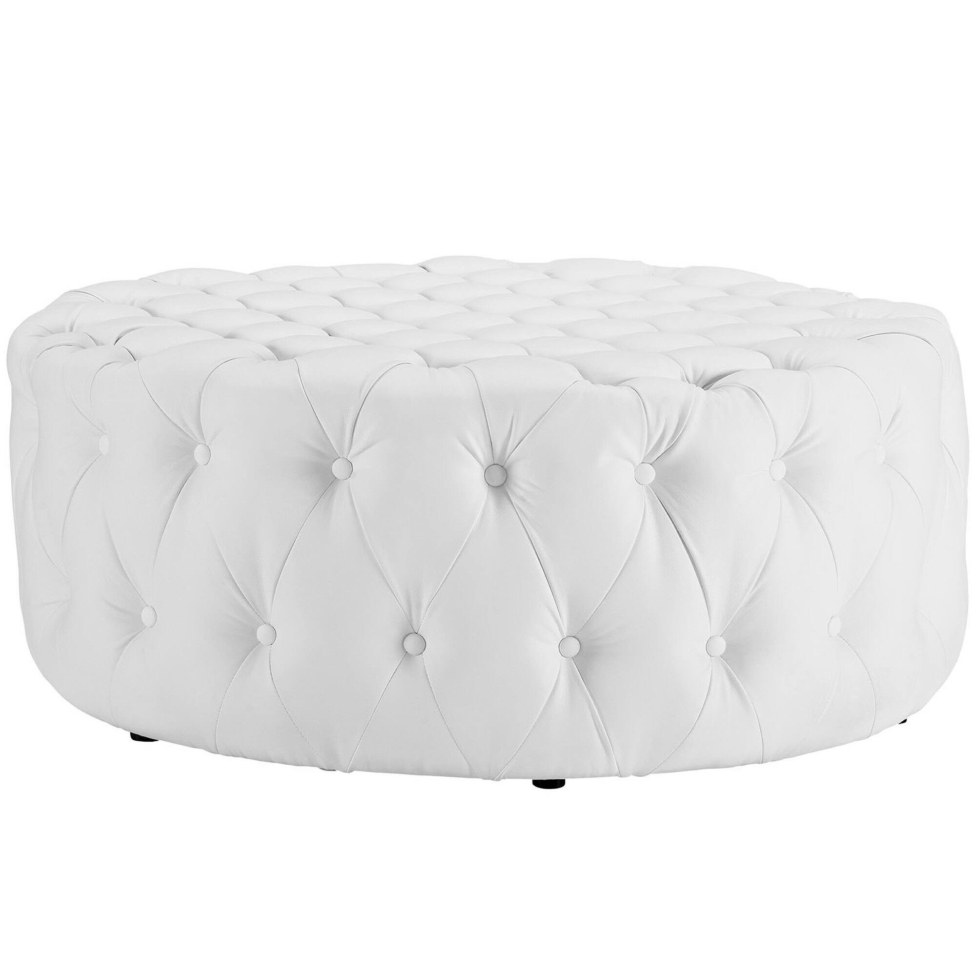 Left. Modway - Amour Upholstered Vinyl Ottoman - White.