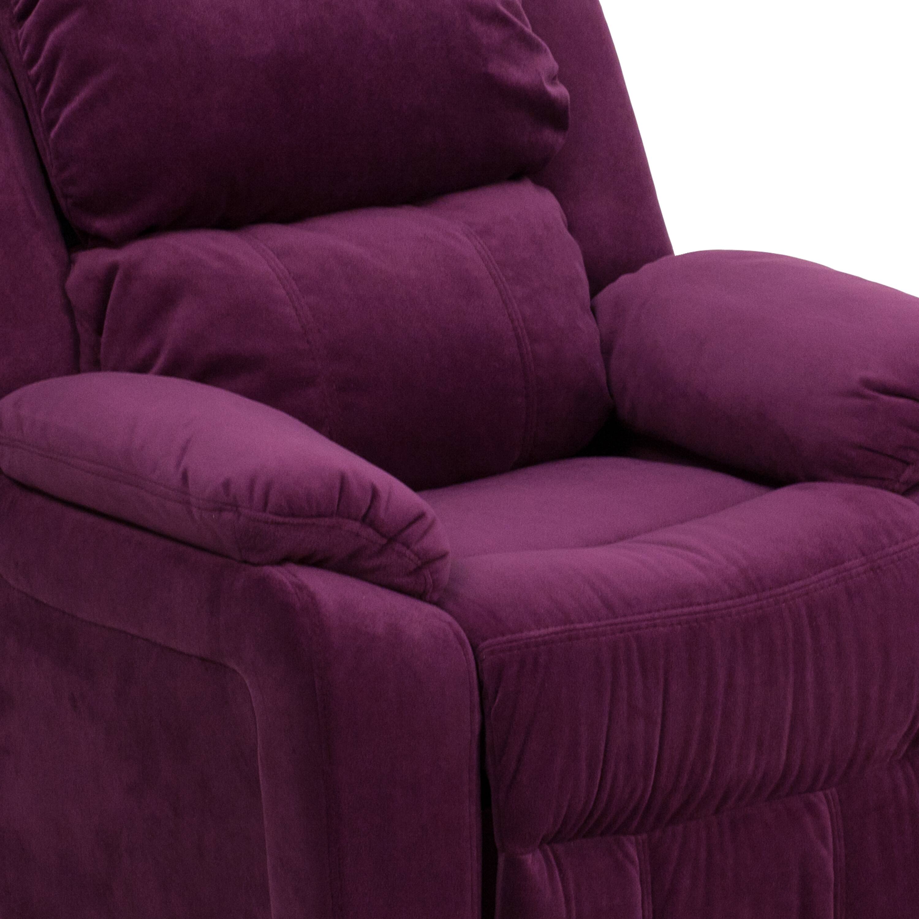 Alt View 9. Emma + Oliver - Deluxe Padded Contemporary Kids Recliner with Storage Arms - Purple Microfiber.