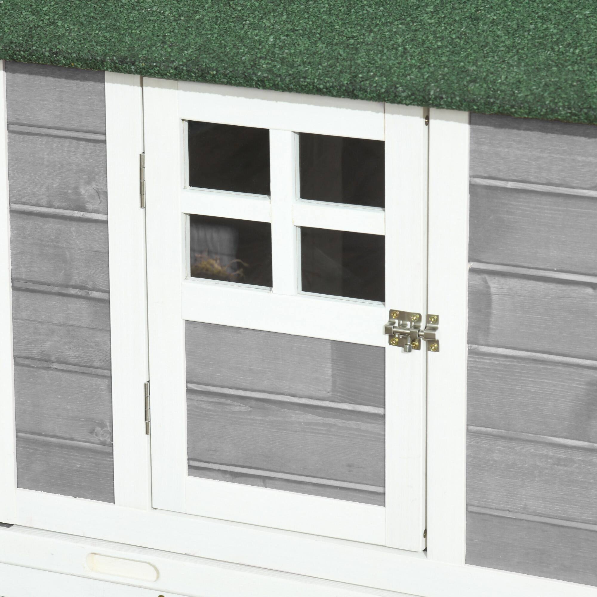 Alt View 5. Pawhut - 63" Wooden Outdoor Backyard Chicken Coop, Hen House with Raised Garden Bed, Run Area, Nesting Box, Removable Tray.