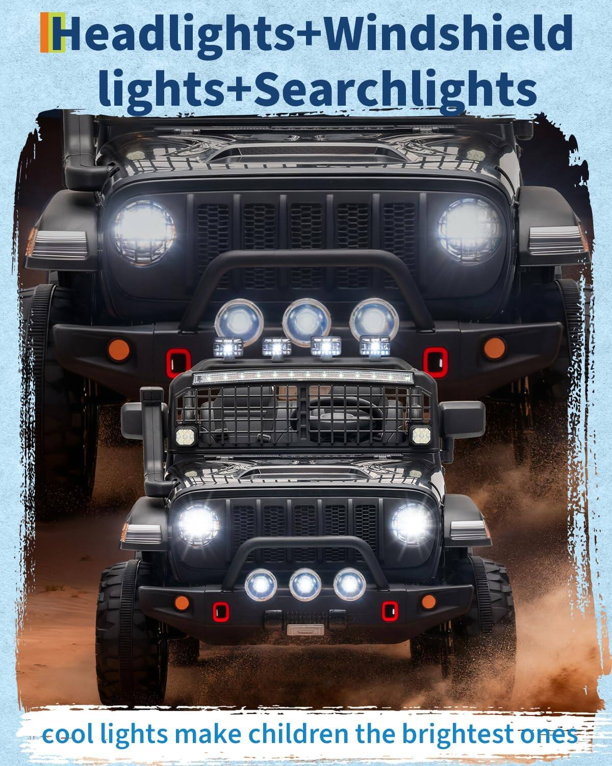 Headlights+Windshield lights+Searchlights  
cool lights make children the brightest ones