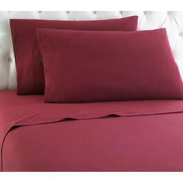 Shavel Home Products - Shavel Micro Flannel High Quality Sheet Set - Twin XL Flat/Fitted Sheet 66x96"/81x39x14" Pillowcase 21x32" - Wine