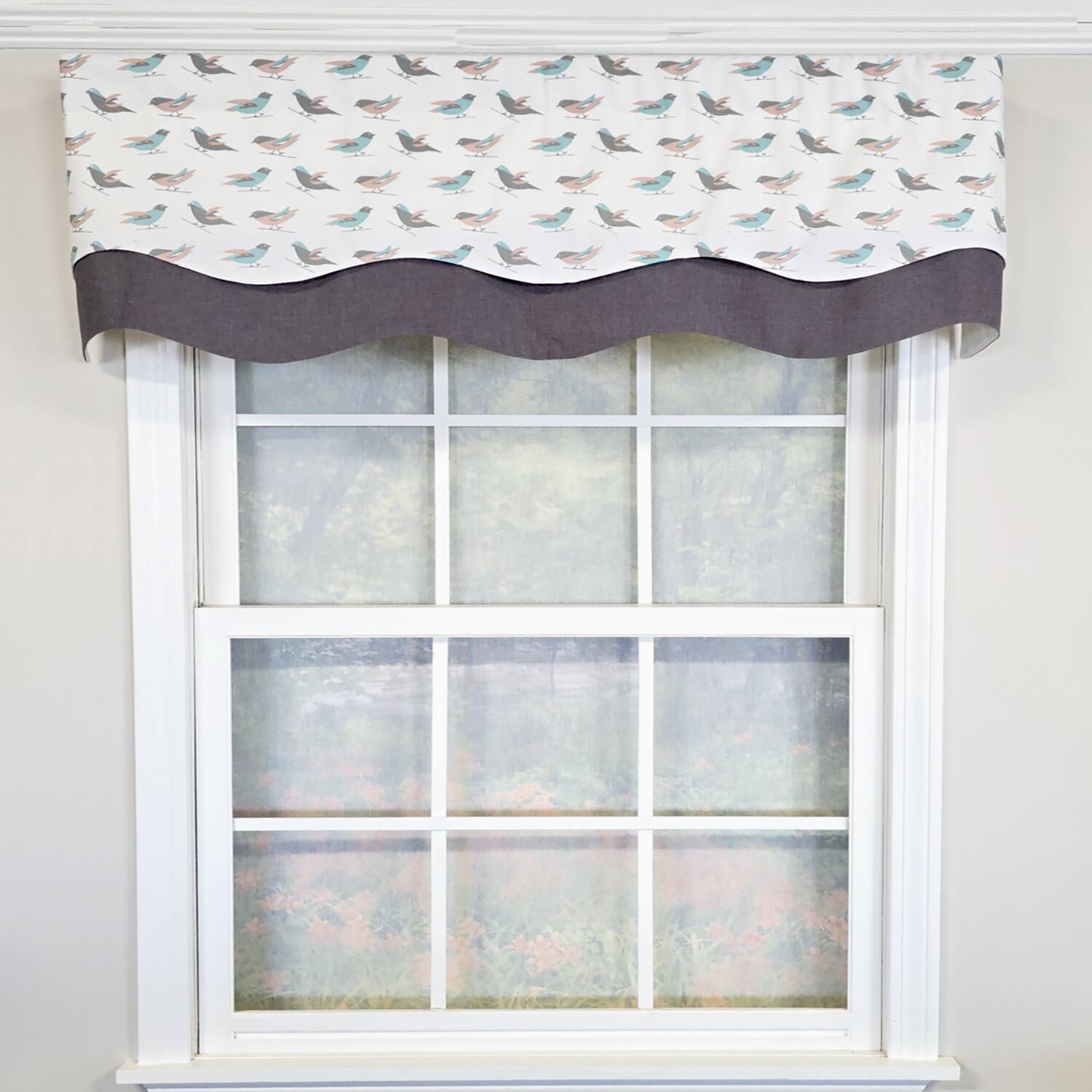 Angle. RLF Home - RLF Home 100% Cotton Avain Glory  Fully lined Windows Rod Pocket Valance 50" x 16"  Gray - Gray.
