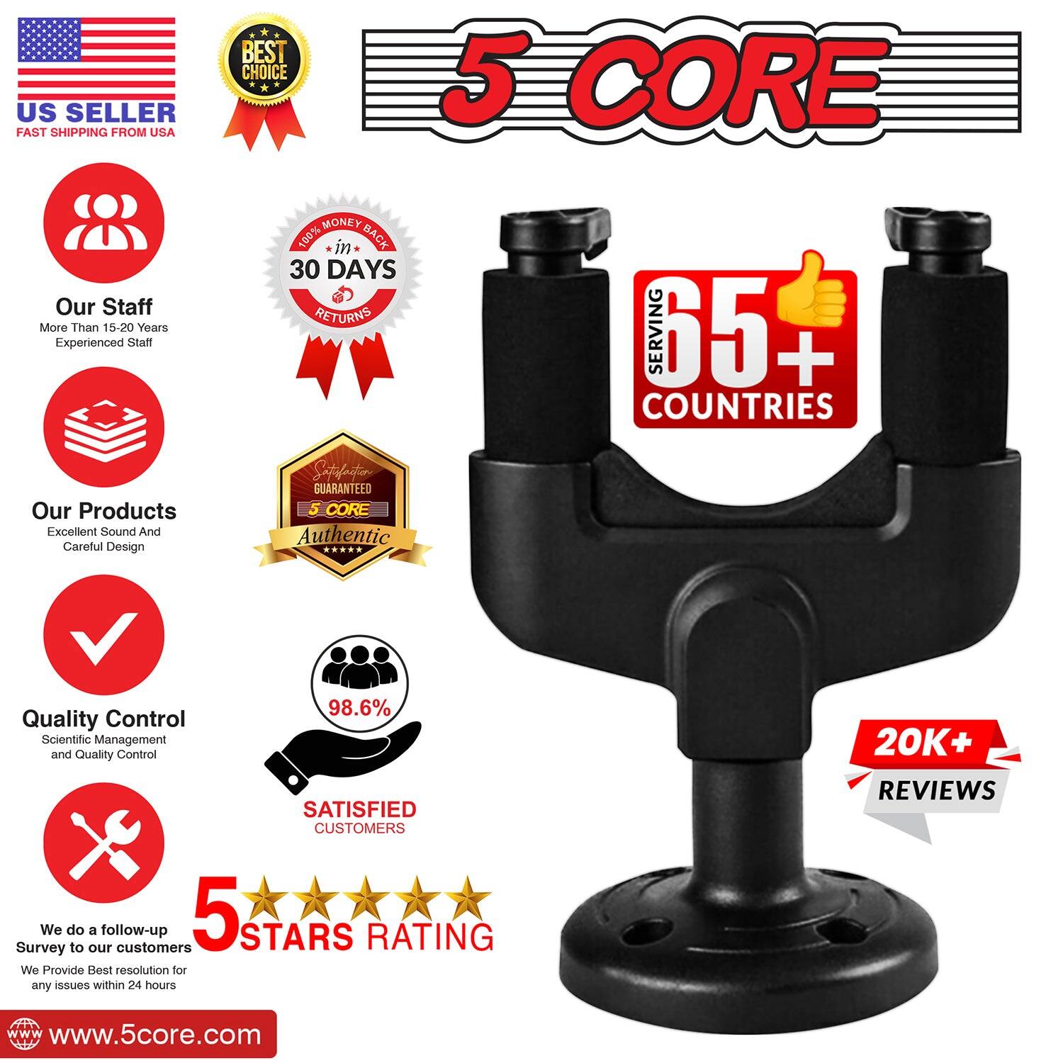 **US SELLER**  
FAST SHIPPING FROM USA  

**5 CORE**  

**BEST CHOICE**  

**Our Staff**  
More Than 15-20 Years Experienced Staff  

**Our Products**  
Excellent Sound And Careful Design  

**Quality Control**  
Scientific Management and Quality Control  

**MONEY BACK**  
30 DAYS RETURNS  

**SATISFACTION GUARANTEED**  
Authentic  

**98.6%**  
Quality Control  

**Serving 65+ Countries**  

**Satisfied Customers**  
We do a follow-up Survey to our customers  
We Provide Best resolution for any issues within 24 hours  

**5 STARS RATING**  

**20K+ REVIEWS**  

**www.5core.com**