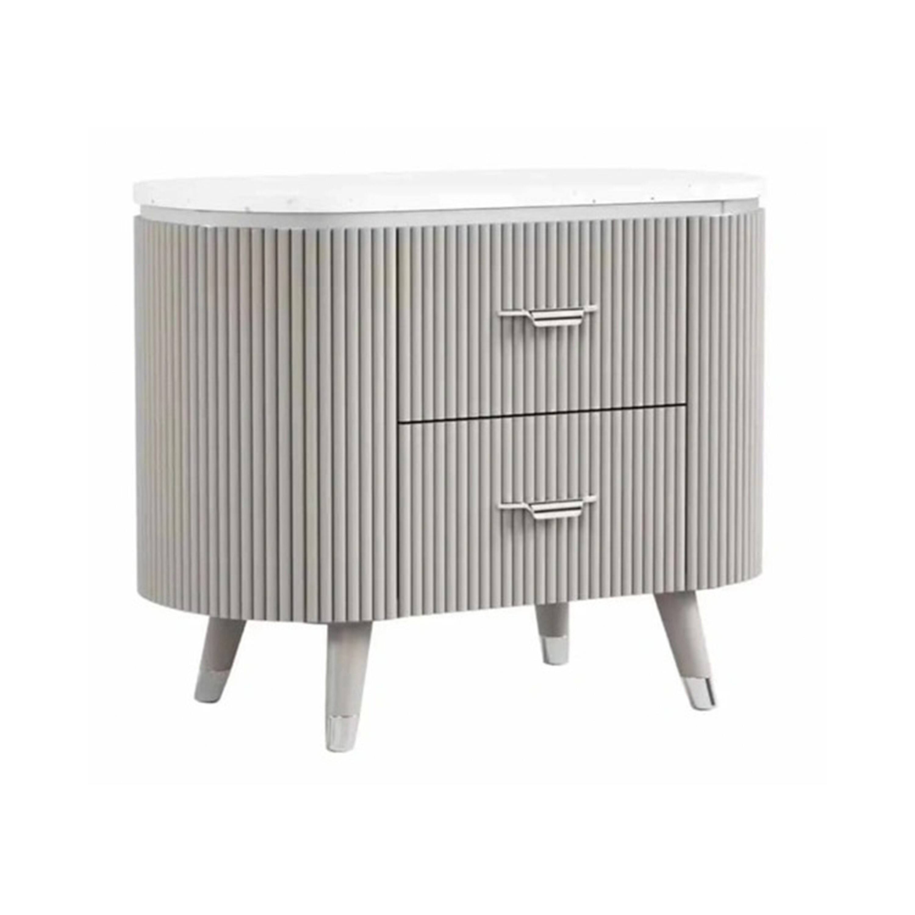Manhattan Lane - Gema Nightstand, 2 Drawers, Cultured Stone Top - Gray