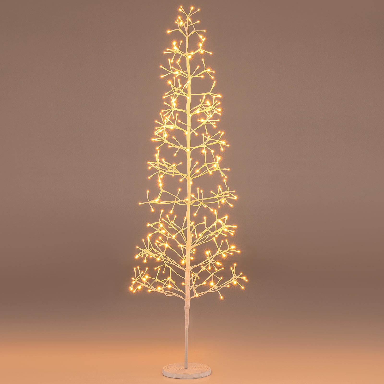 Front. Gymax - Gymax 6 FT Lighted Birch Tree w/320 Light LED Lights Weighted Base for Christmas White - White.