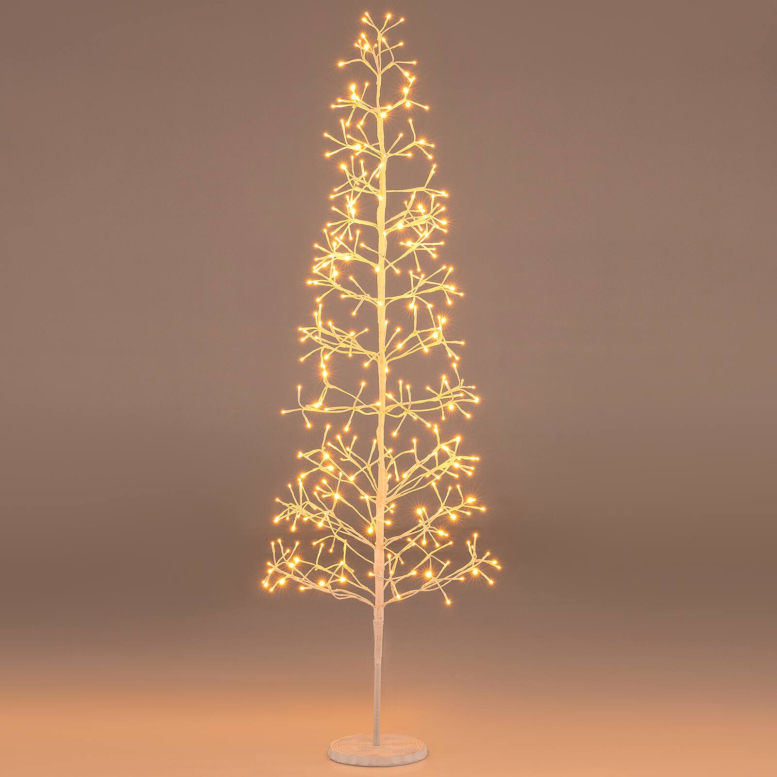 Front. Gymax - Gymax 6 FT Lighted Birch Tree w/320 Light LED Lights Weighted Base for Christmas White - White.