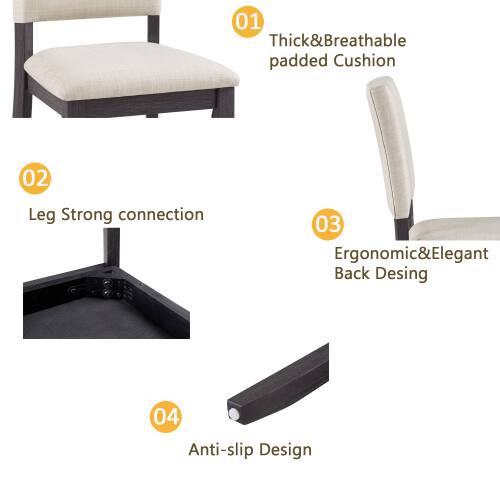 01 Thick & Breathable padded Cushion  
02 Leg Strong connection  
03 Ergonomic & Elegant Back Design  
04 Anti-slip Design