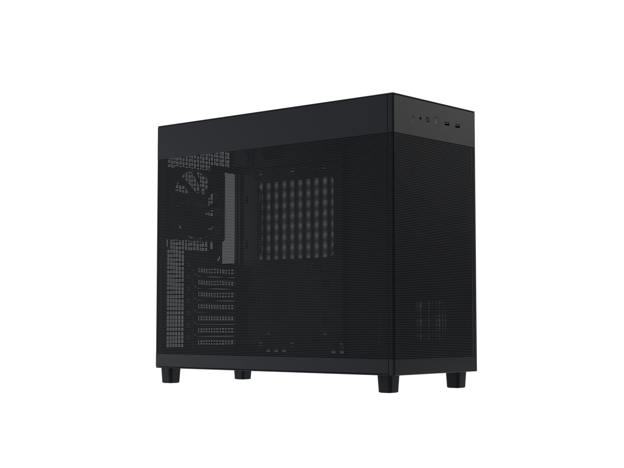 Alt View 2. ASUS - ASUS Prime AP303 Black Mesh-Panel ATX Case, GPU Bracket, 360mm Radiator, 180mm PSU, USB-C 20Gbps - Black.