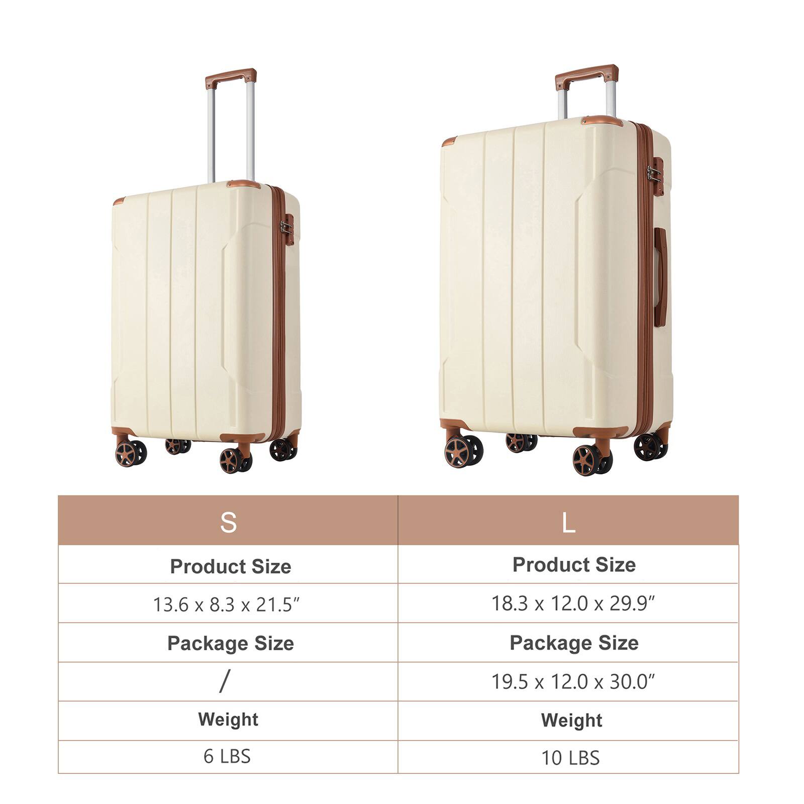 **S**

- Product Size: 13.6 x 8.3 x 21.5"
- Package Size: /
- Weight: 6 LBS

**L**

- Product Size: 18.3 x 12.0 x 29.9"
- Package Size: 19.5 x 12.0 x 30.0"
- Weight: 10 LBS