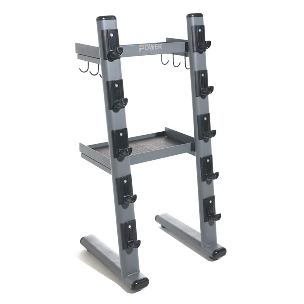 Power Systems - Cable Attachment Bar & Accessory Rack, Storage Rack for Curl Bars, Straight Bars & More - Black