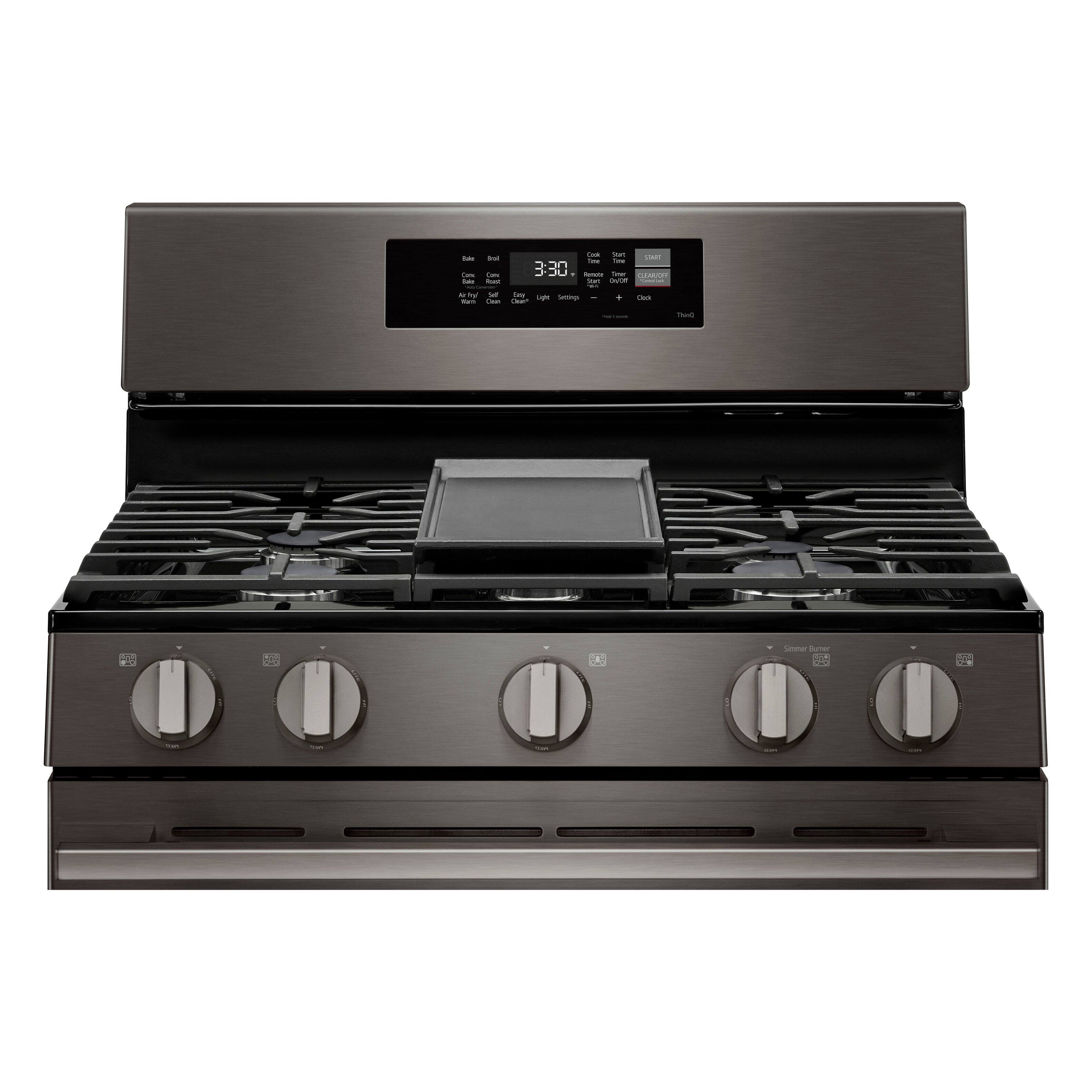 Alt View 14. LG - 6.3 Cu. Ft. Freestanding Gas True Convection Smart Range with EasyClean, Air Fry and Premium Handle - Black Stainless Steel.