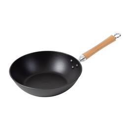 Escali - Joyce Chen Professional Series 11.5-Inch Preseasoned Cast Iron Stir Fry Pan with Maple Handle - Black