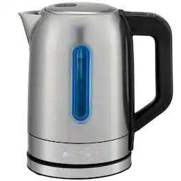 Brentwood - 1500 Watt Stainless Steel 1.7 Liter Electric Kettle with 5 Temperature Presets - Silver