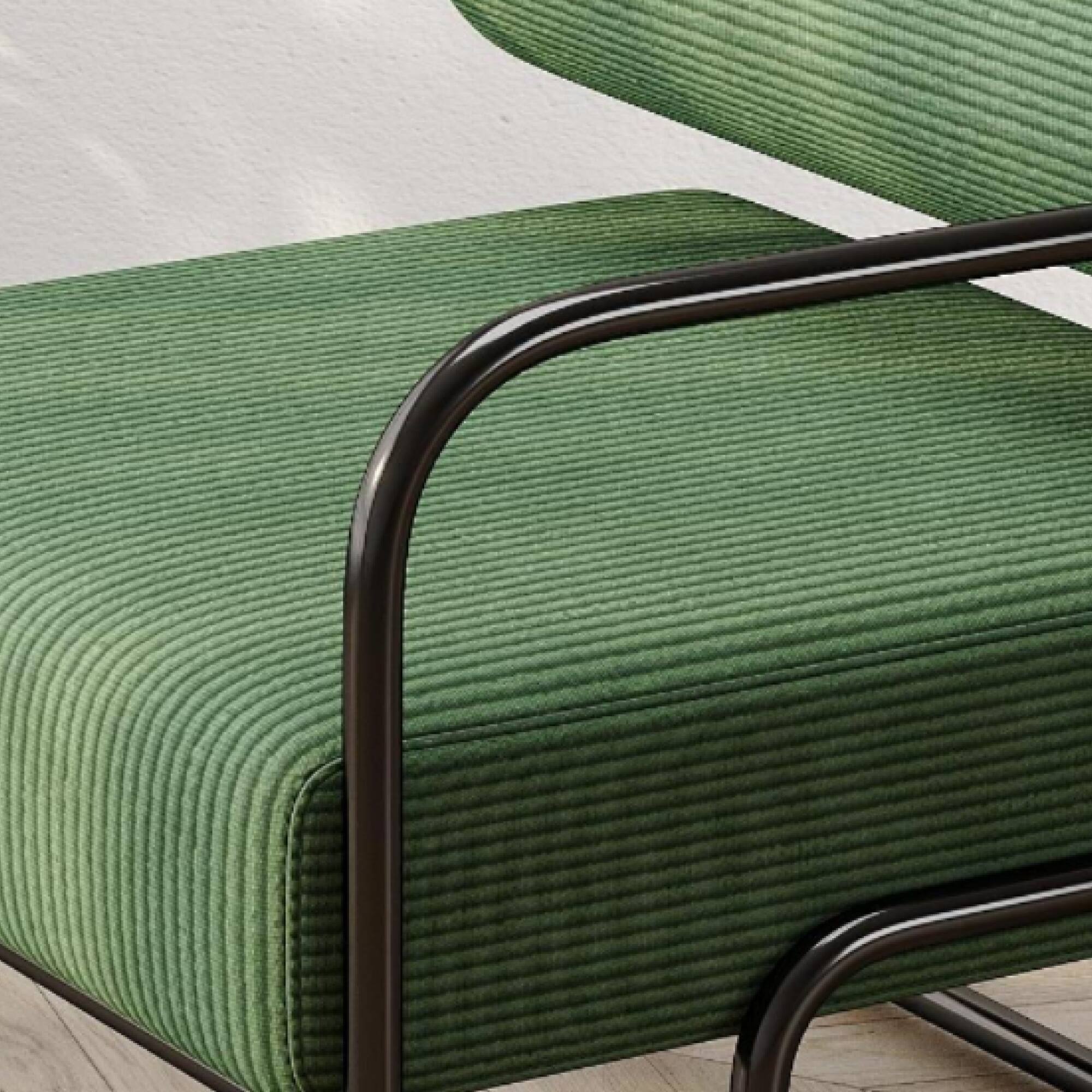 Alt View 4. GOODSILO - Comfortable Iron Frame Lounge Chair with Curved Seat and Integrated Backrest for Relaxation - Dark Green.