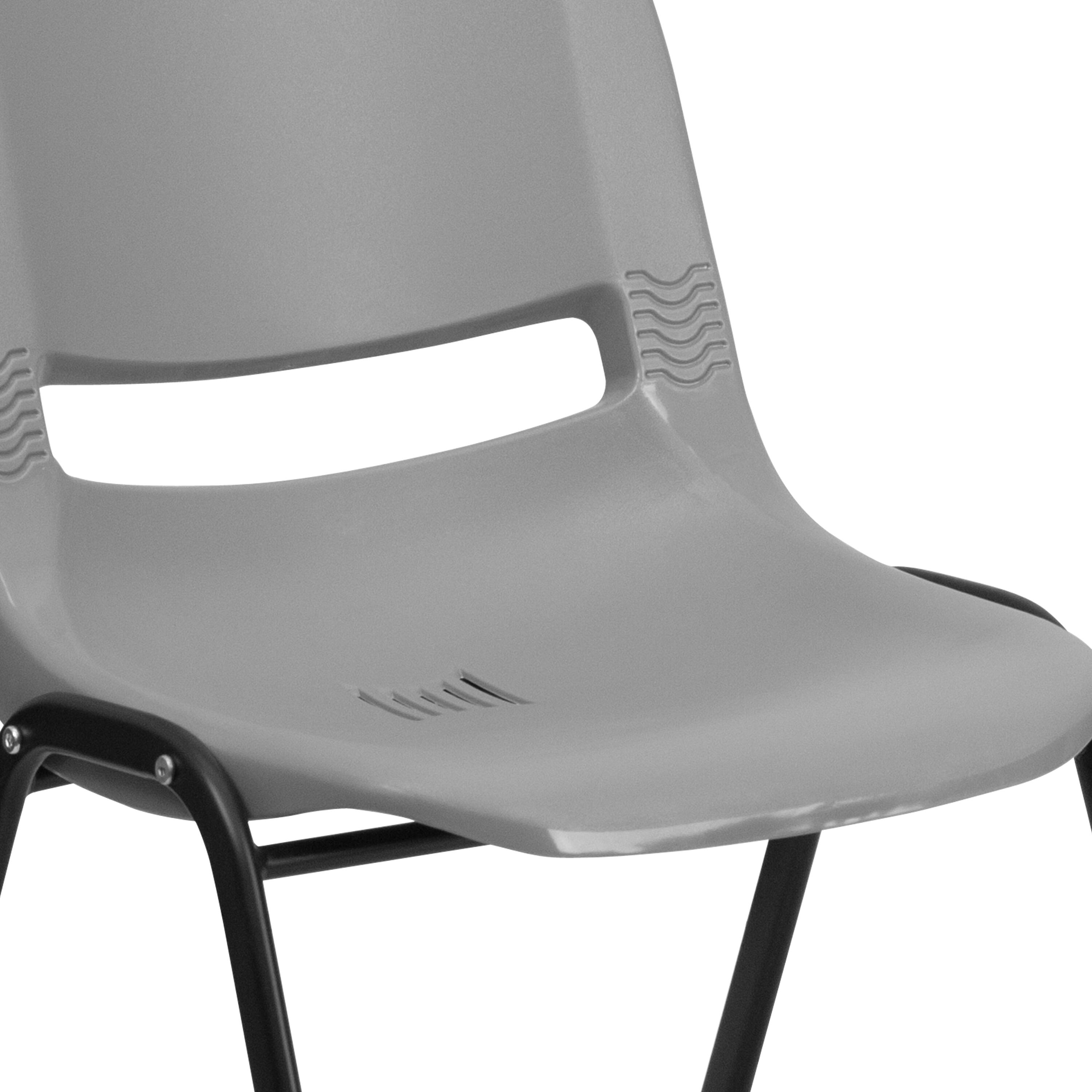Alt View 9. Emma + Oliver - Ergonomic Shell Student Stack Chair - Classroom Chair / Office Guest Chair - Gray.