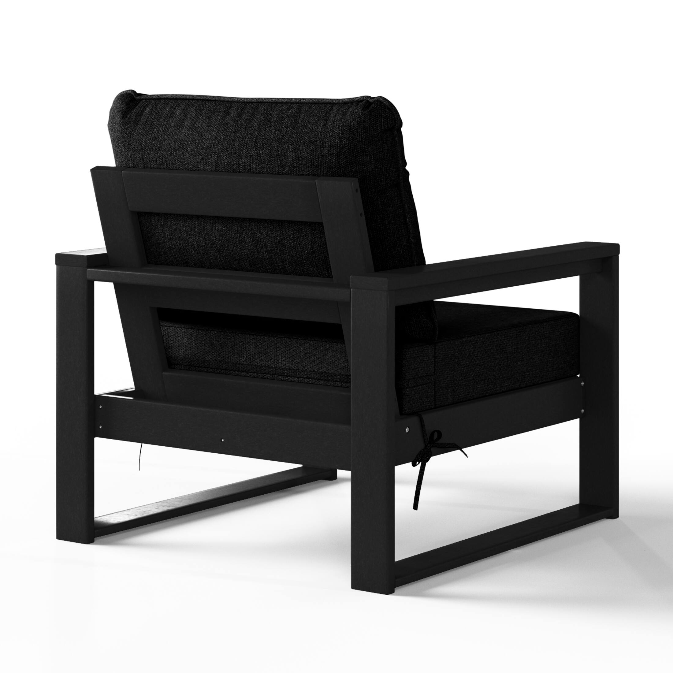 Alt View 1. WestinTrends - WestinTrends Montara Outdoor Modern 3-Piece HDPE Patio Sofa Set with Side Table - Black.