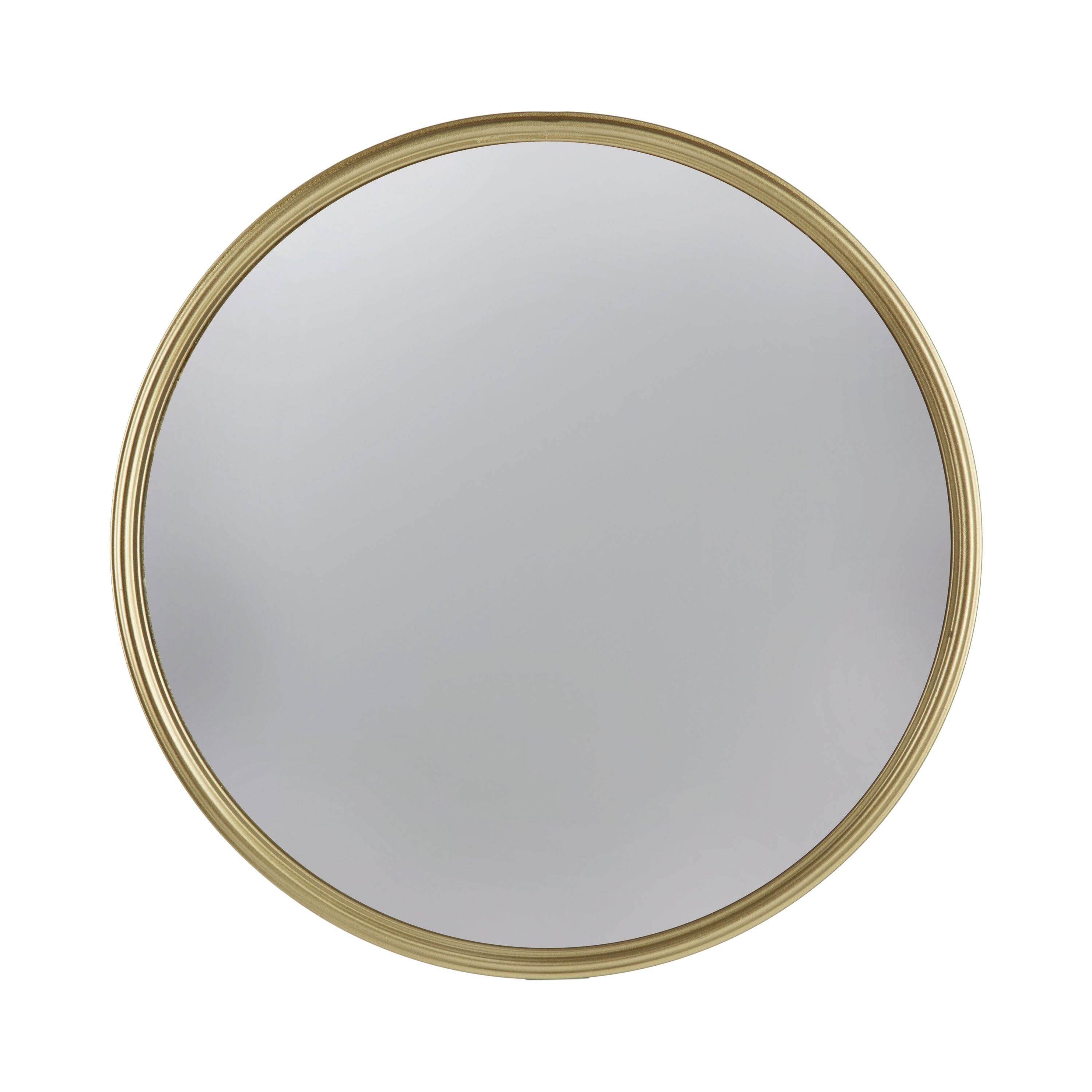 Angle. BreeBe - D15' Gold Round Mirror, Circle Mirror with Iron Frame for Living Room Bedroom Vanity Entryway Hallway - Gold.