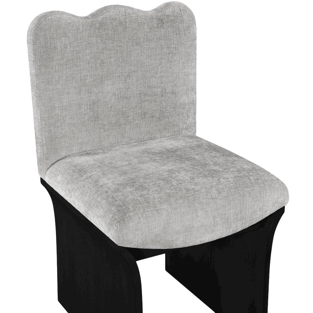 Alt View 4. Meridian Furniture - Shaw Grey Chenille Fabric Upholstered Dining Chair - Black.