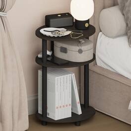 Furinno - TURN-N-TUBE 3-Tier Oval Night Stand, Toolless Assembly Narrow Nightstand, Modern Compact Side Table, End Table - Espresso/Black