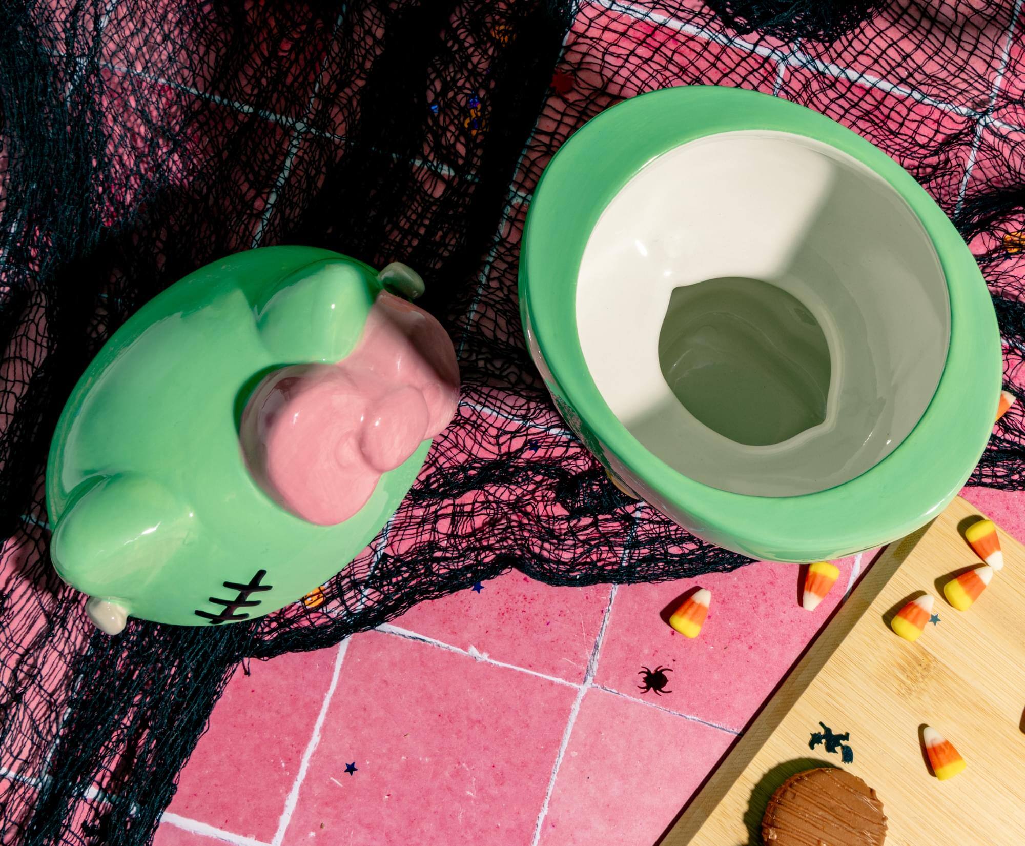 Alt View 4. Silver Buffalo - Sanrio Hello Kitty Frankenstein Sculpted Ceramic Snack Jar With Lid - Green.