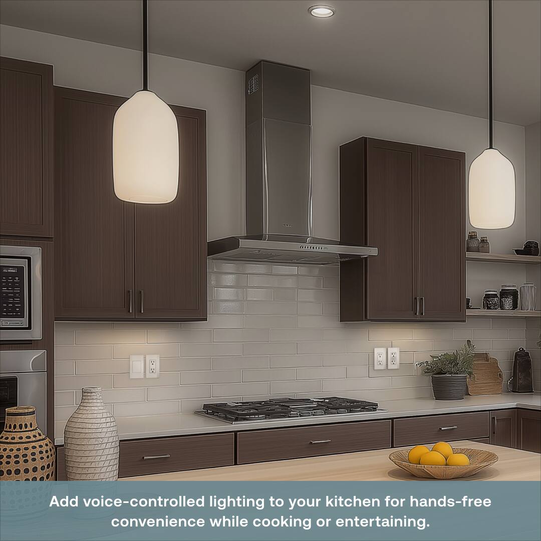 Add voice-controlled lighting to your kitchen for hands-free convenience while cooking or entertaining.