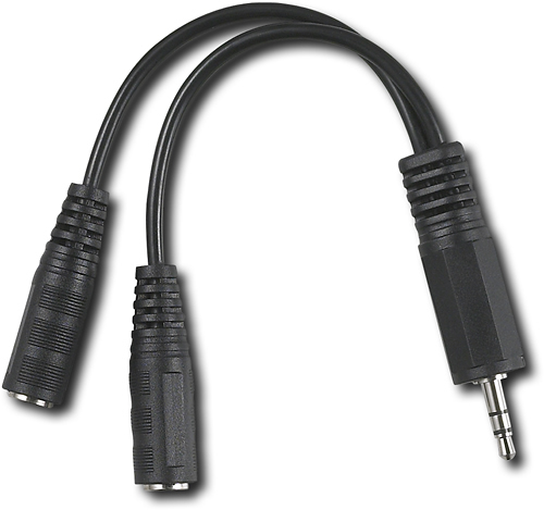 Best Buy: Dynex™ Dual Mini Headphone Jack Adapter Black DX-AD103