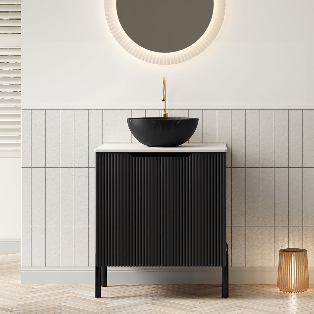 Loheer - 24 inch bathroom vanity with sink freestanding bathroom storage cabinet Modern - Black