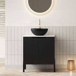 Loheer - 24 inch bathroom vanity with sink freestanding bathroom storage cabinet Modern - Black